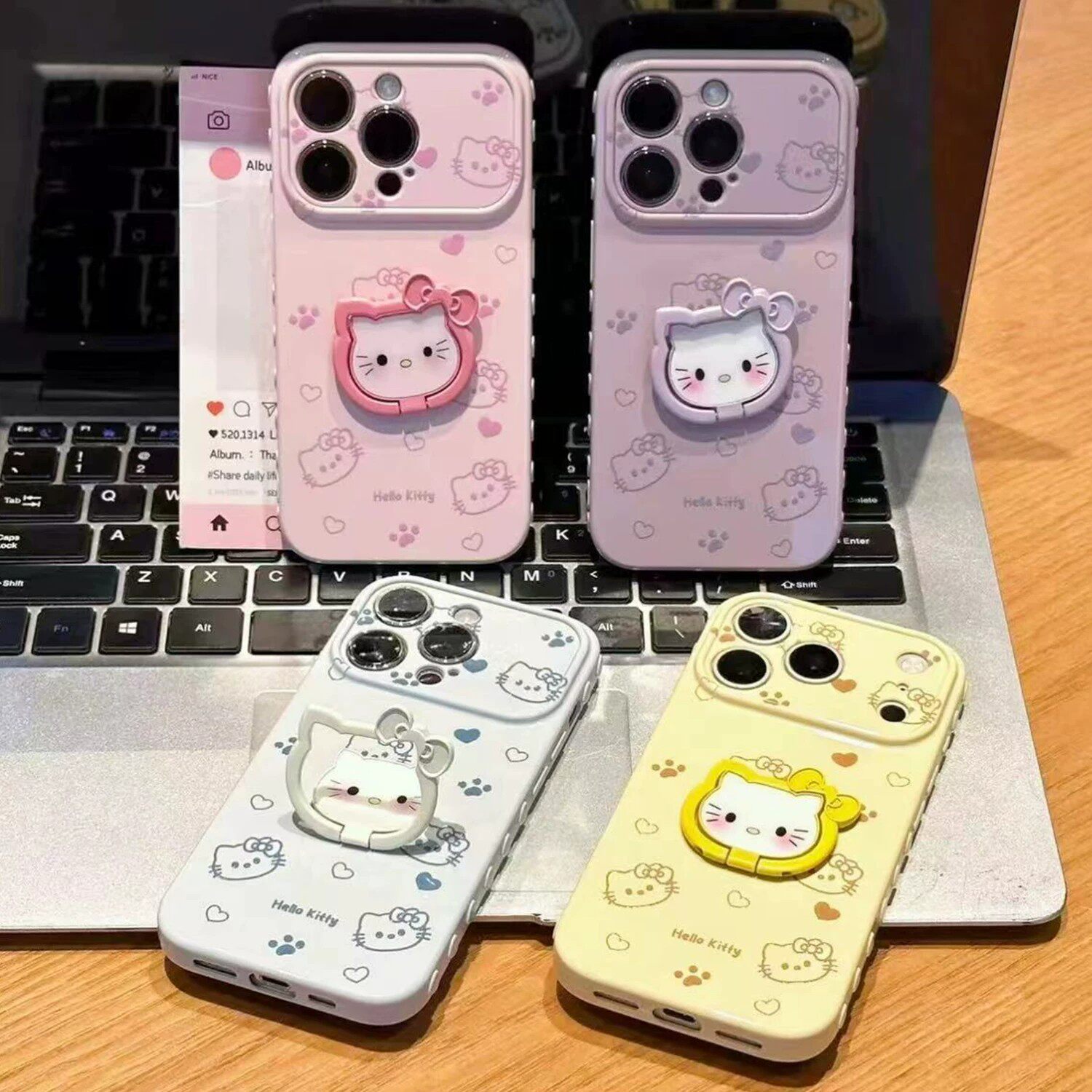 多巴胺猫咪指环支架适用苹果17手机壳iPhone16/15/14侧边爱心华为pura90秒变17视窗vivox300荣耀600小米17pro