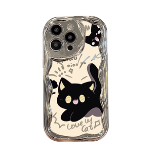 电镀银惊吓黑猫适用vivox100手机壳x90/x80/x70新款y100i网红y78t卡通y55s女s18e/s17/s16/s15全包s12pro防摔