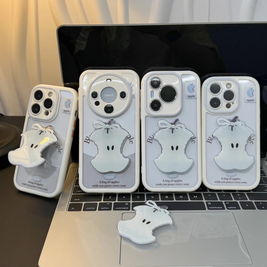 浅蓝苹果核支架适用苹果16pro手机壳iPhone15/14promax创意vivox200华为mate70新款OPPO荣耀300情侣小米15pro