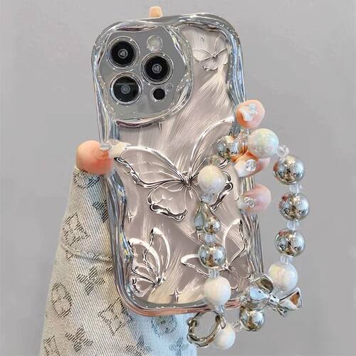 电镀银羽纱蝴蝶适用OPPO手机壳