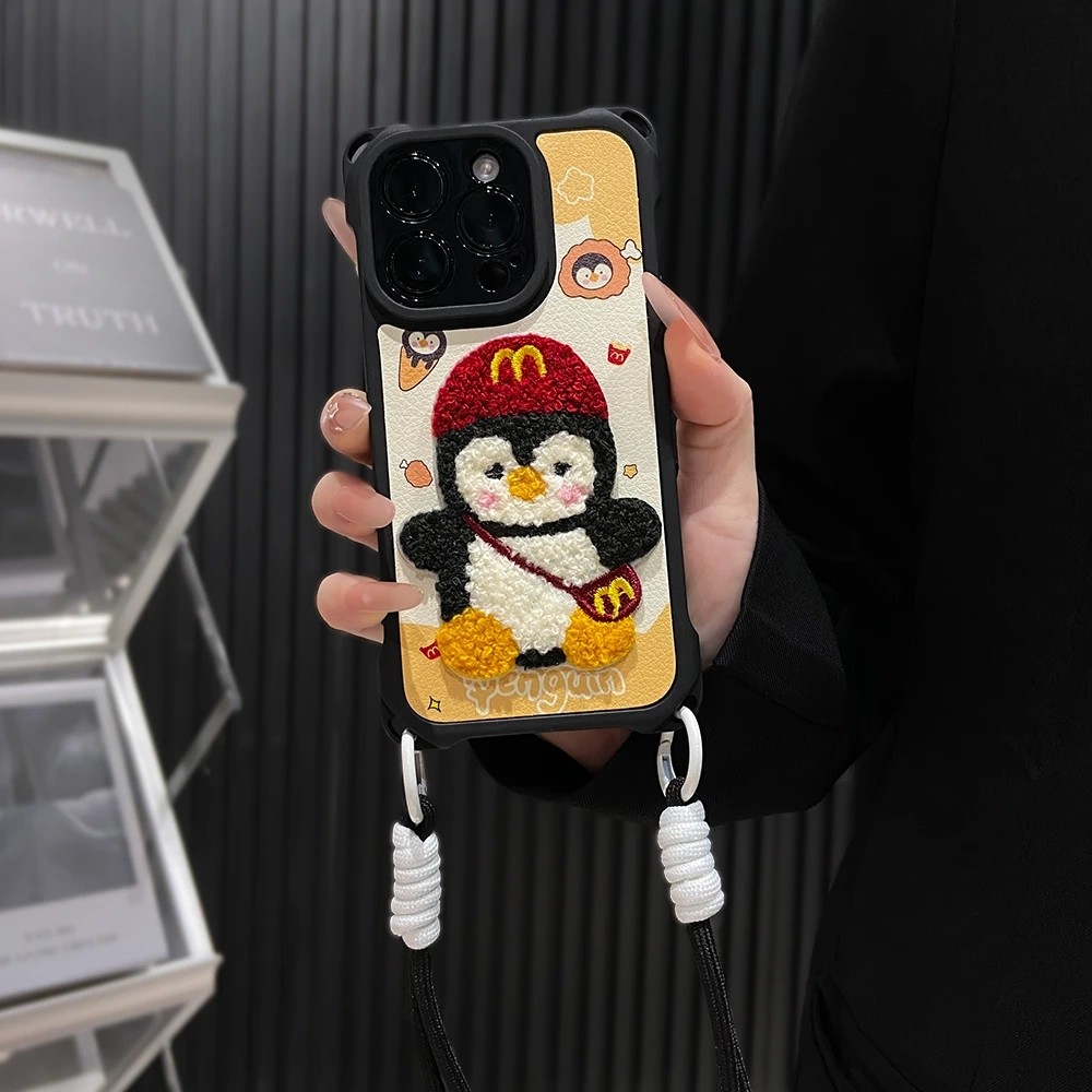 鸡腿企鹅英文适用苹果17手机壳