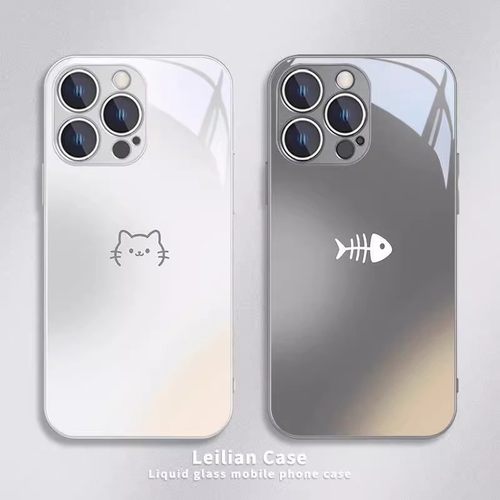 情侣线条猫咪适用vivox90玻璃壳