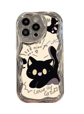 电镀银惊吓黑猫适用华为手机壳