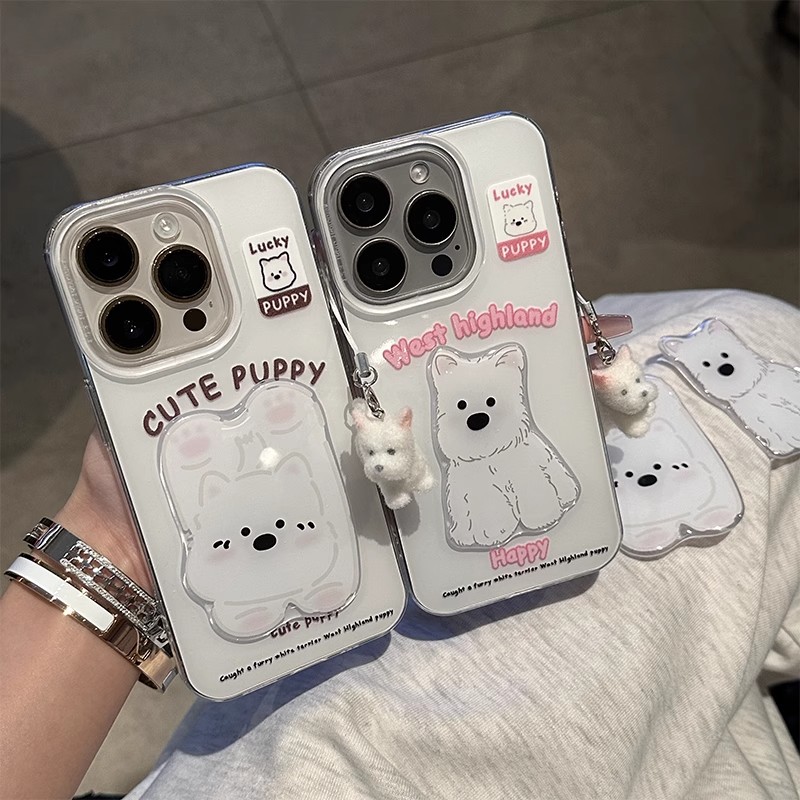 立体西高地挂件适用苹果16手机壳iPhone15promax新款vivoS30华为pura80可爱reno14情侣女mate70红米turbo4pro