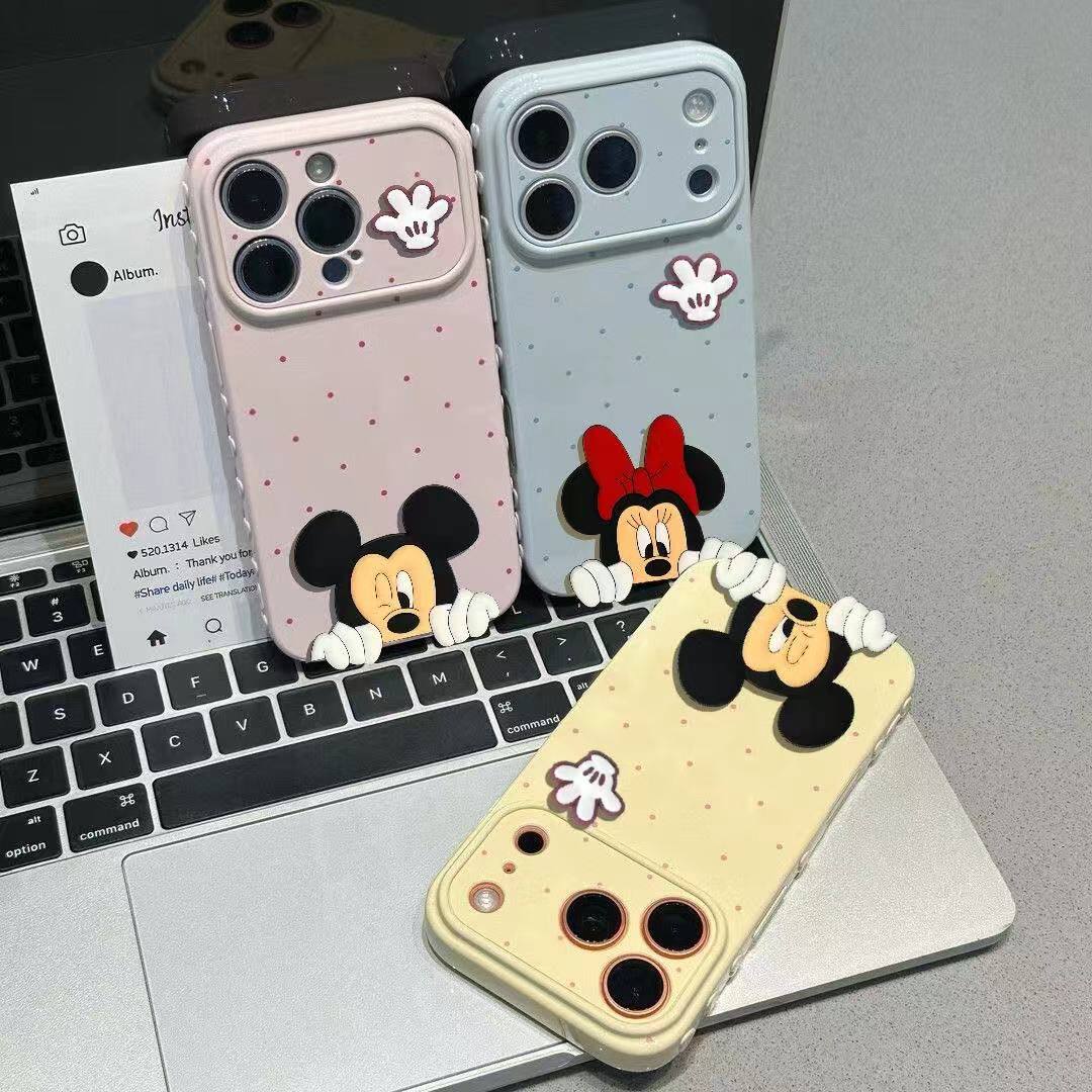 情侣立体米奇米妮适用苹果17手机壳iPhone16/15PLUS新款华为PURA90PROMAX卡通RENO16小米17视窗VIVOS60/X300S