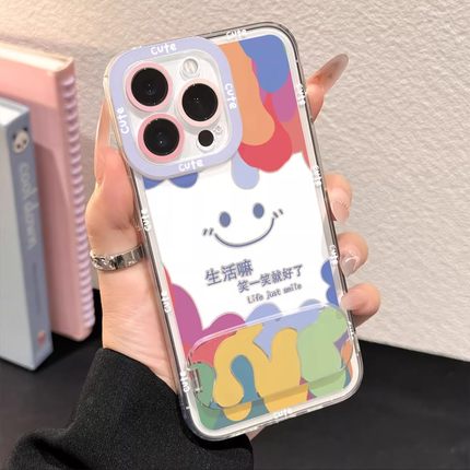 天使眼笑一笑适用苹果17手机壳iPhone16/15/14新款vivos30红米note15pro透明OPPOA5x华为pura80简约reno14pro