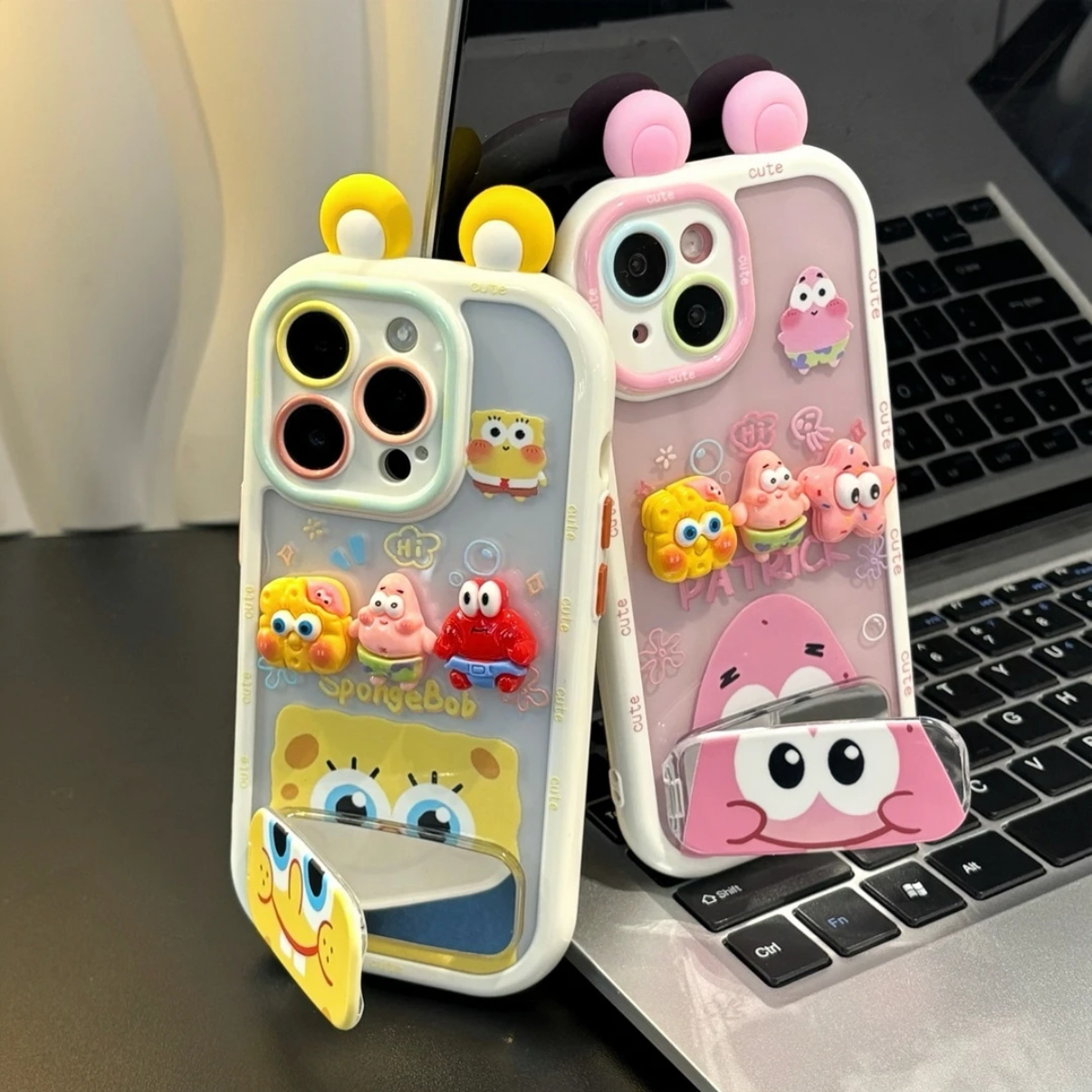 海绵宝宝派大星立体耳朵适用苹果16promax手机壳iPhone15新款vivox100s华为mate70情侣OPPOreno13女小米15pro