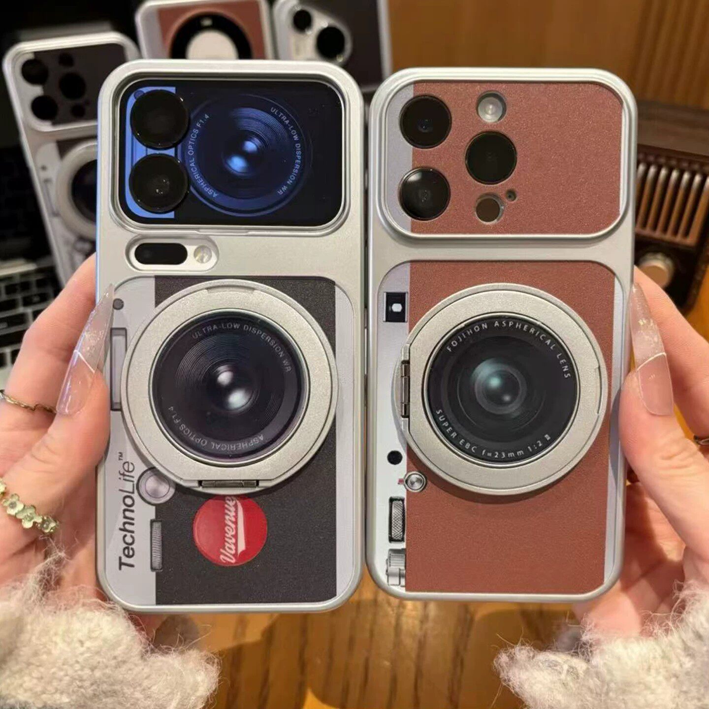 复古相机旋转支架适用苹果17手机壳iPhone16/15/14新款vivo华为pura90电镀x300秒变视窗reno15情侣红米turbo5