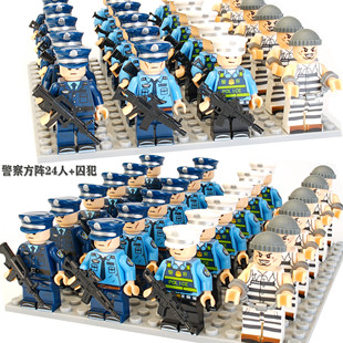 适用于乐高积木警察人仔军事特种兵特警小人交通警察男孩拼装玩具