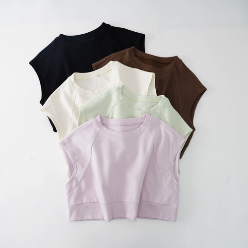 Короткая спортивная майка топ, одежда для йоги, форма, футболка с коротким рукавом для отдыха для спортзала без рукавов, свободный крой, для бега, по фигуре