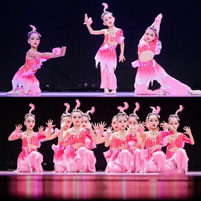 鱼儿欢歌舞蹈服演出服粉色六一儿童节表演少儿幼儿园古典舞服女童
