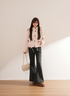 雪国精灵  baby粉少女甜嗲感小个子穿搭连帽保暖棉服冬季新款女