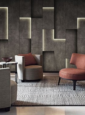 3D水泥灰色墙纸高级感工业风酒吧餐厅装修直播背景墙布服装店壁纸