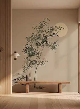 中式古典竹子茶室酒店养生馆壁纸