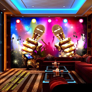 ktv包厢3d立体音乐仿闪光自粘墙壁贴纸酒吧歌厅海报墙面装饰画布