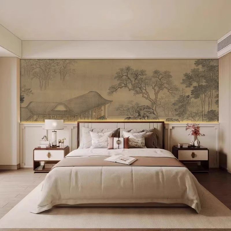 宋代美学东方中古休园图背景墙壁纸客厅卧室中式酒店民宿定制壁画,家装主材,定制壁画,淘宝优惠券,粉丝福利购,淘宝优惠卷
