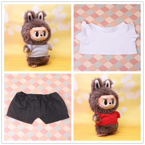 38厘米拉布布娃衣大首领T恤牛仔裤40厘米棉花娃娃站娃T恤公仔娃衣