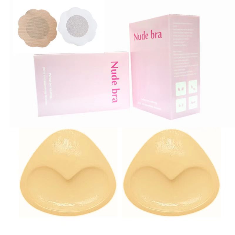 跨境欧美三角双面胸贴加厚聚拢隐形硅胶胸垫小胸显大无痕泳衣插片