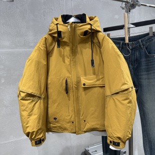 上衣 羽绒服加厚宽松保暖防寒冲锋衣痞帅90绒防风工装 男士 连帽冬季