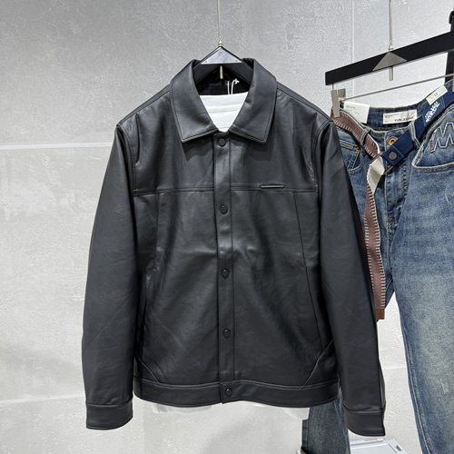 2025秋季新款翻领修身皮衣