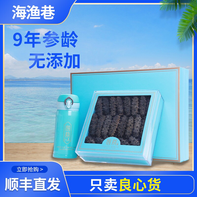 海渔巷淡干海参礼盒500g大连低播8-9年海渗辽刺参特价泡发后即食