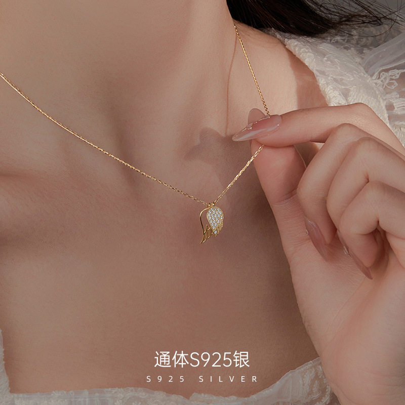 925纯银天使之翼项链女轻图片
