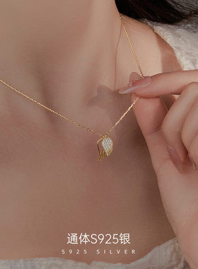 925纯银天使之翼项链女轻