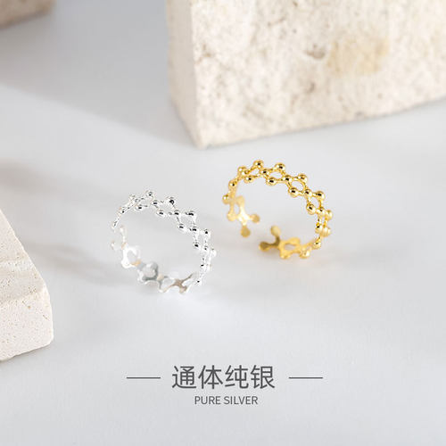 韩版S925银戒指ins极简网