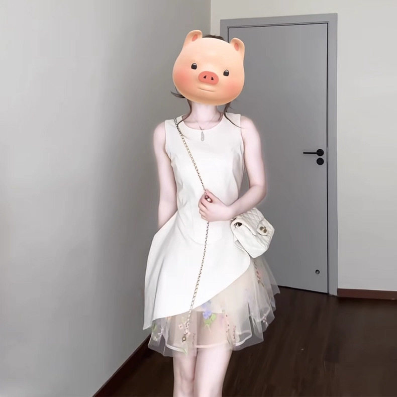 法式气质芭蕾风蓬蓬裙收腰修身显瘦无袖连衣裙女夏季绝美背心短裙