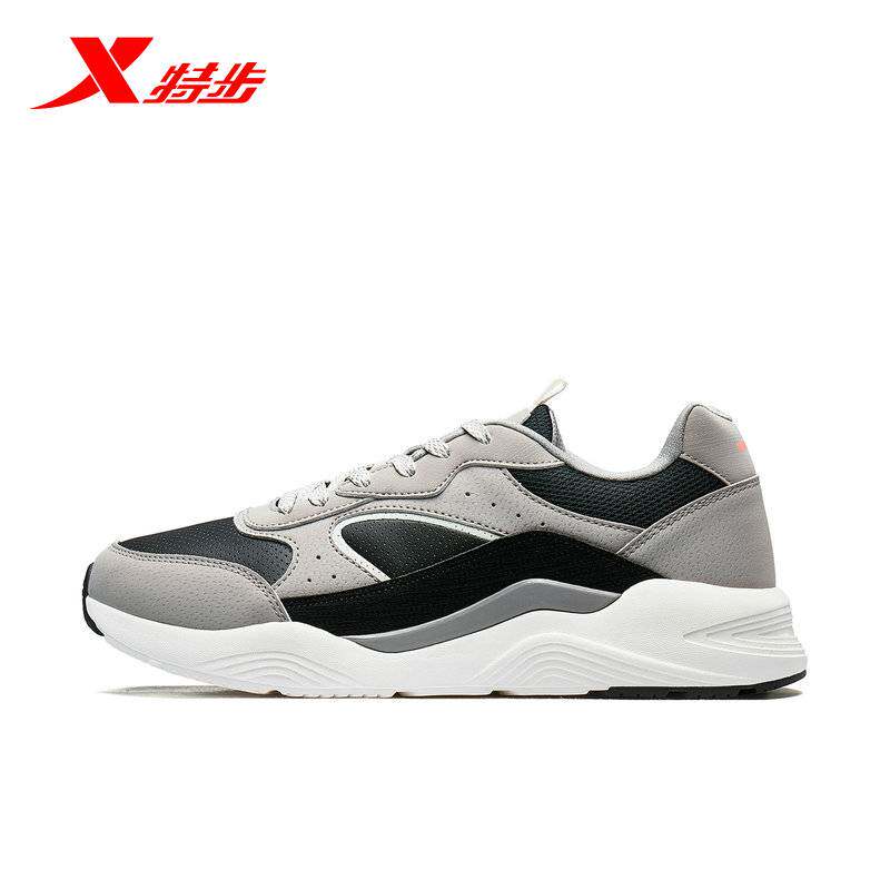 特步鞋新款革面轻便透气百搭运动跑步鞋980319320310防滑耐磨系带