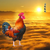 便宜墙画贴装 中式 饰平面自粘画 大红鸡 金鸡报晓 大公鸡 雄鸡