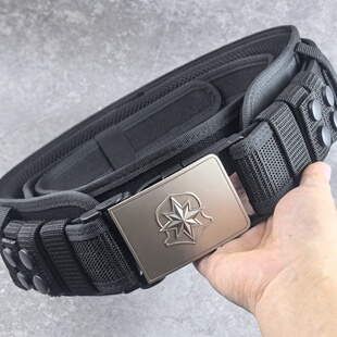加厚硬质保安巡逻执勤多功能战术合金扣腰带安保户外金属扣外腰带