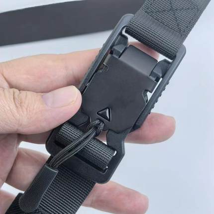 磁力扣卡扣腰带男女潮工装裤带2.5cm宽通用黑帆布尼龙腰带编织