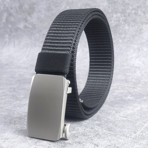 内穿式 男简约合金自动扣皮带加厚编织尼龙战术腰带户外作训执勤