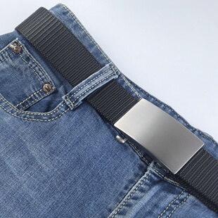 带 高端合金自动扣尼龙腰带帆布皮带男商务休闲裤 内穿不露带尾