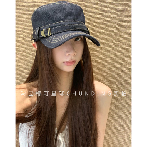 精致姐感~韩系ins复古牛仔平顶帽