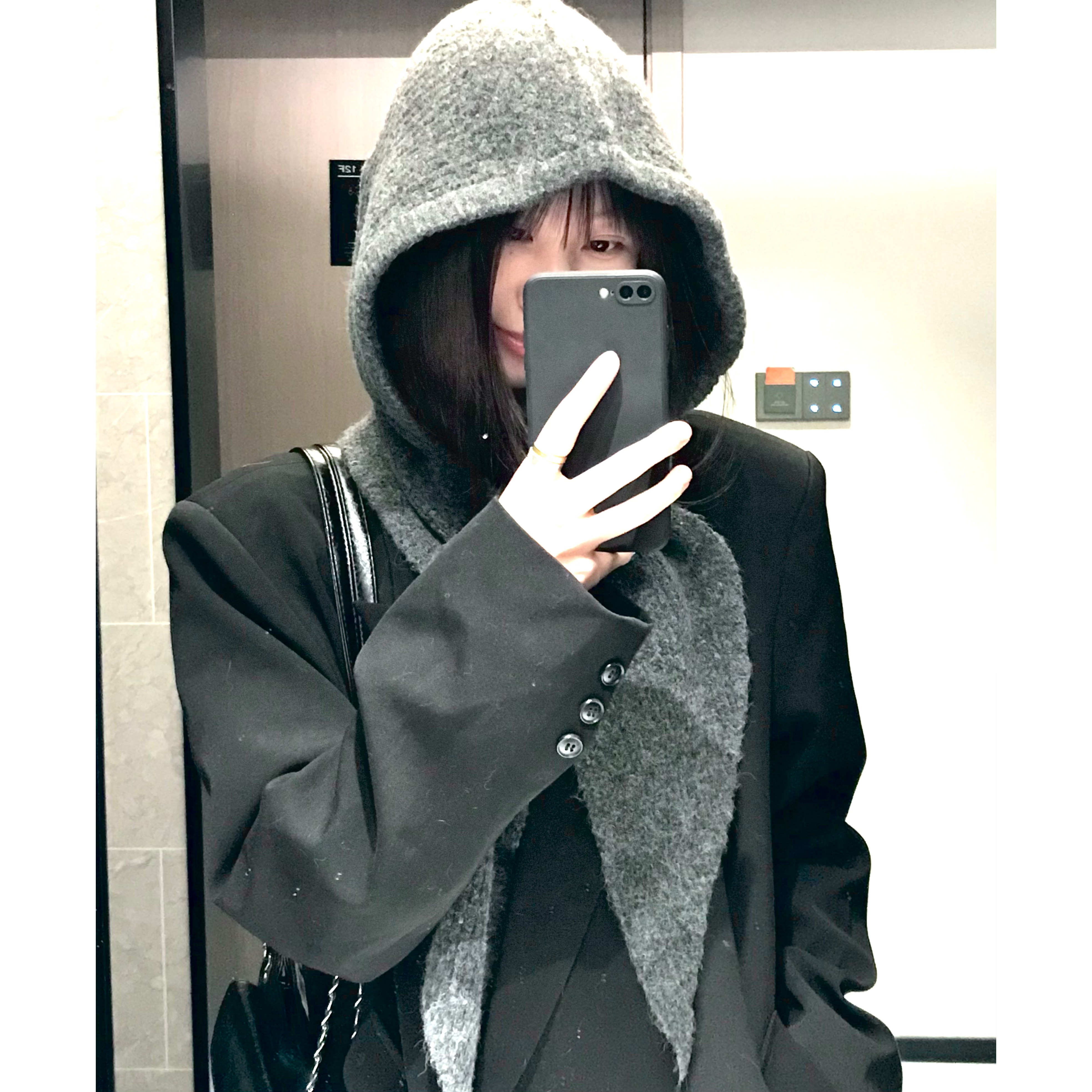 韩系冷都女ins帽子围巾一体保暖针织帽护耳巴拉克拉法帽毛线帽冬