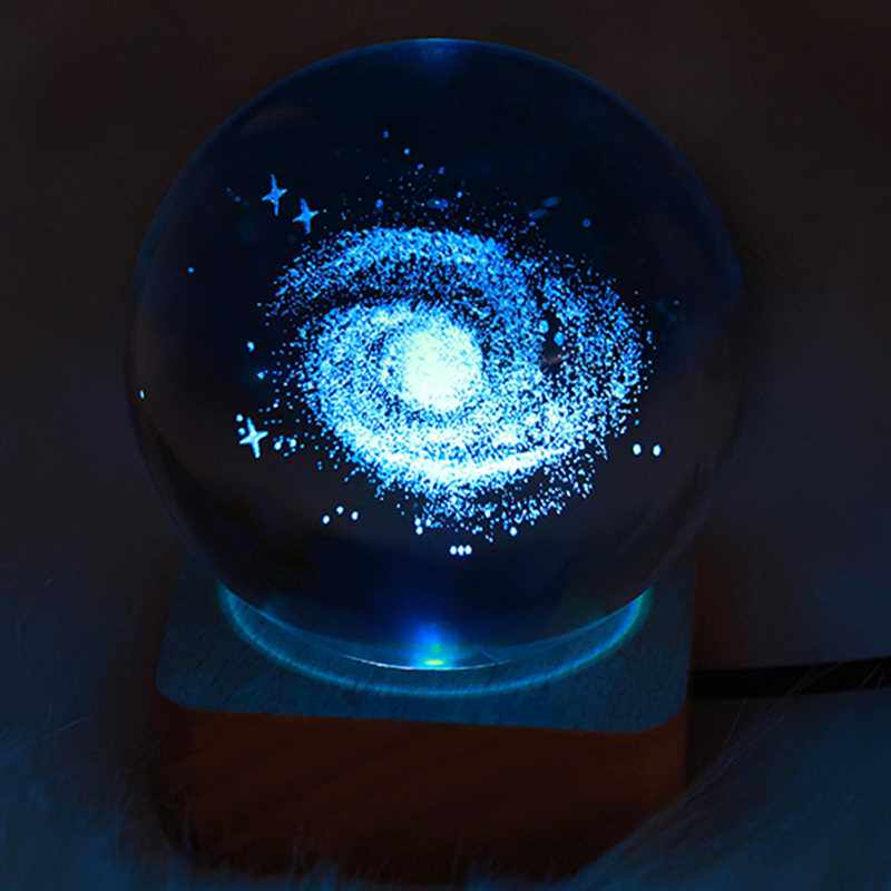 情人节水晶球3D内雕星空系列月球太阳银河系摆件雕生日礼物治愈系