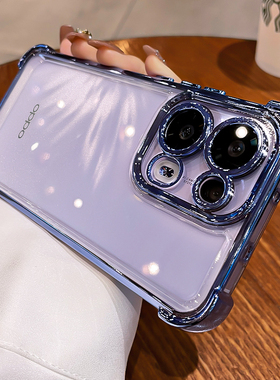 小众简约超防摔适用opporeno14镜头全包pro手机壳opporeno13新款reno12气囊11透明高级感56789硅胶0pp0外壳