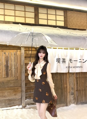 越韩小鱼 反转巴黎 小香风假两件亮片连衣裙收腰法式富家千金短裙