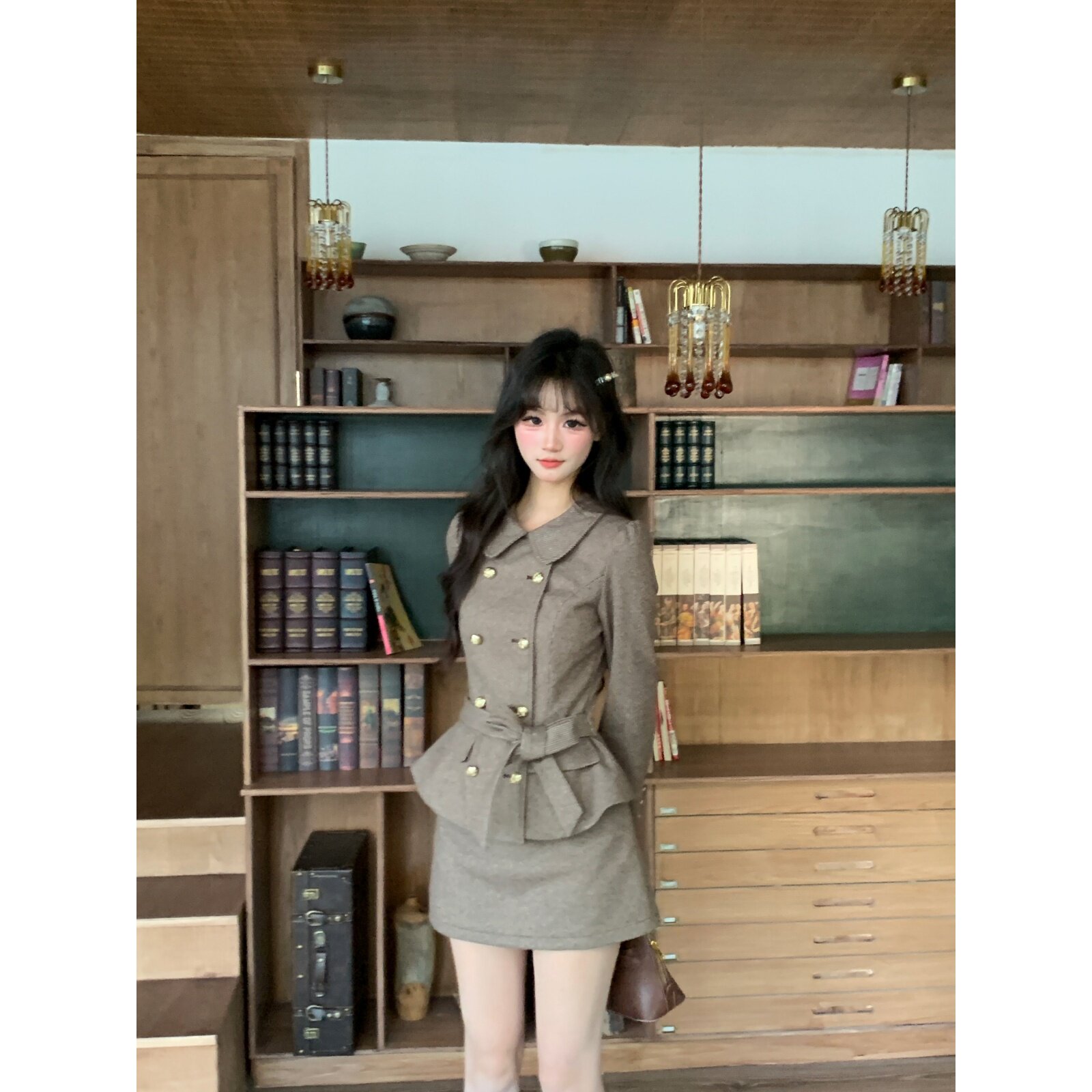 越韩小鱼 巴恩日记 法式复古斗篷外套高腰半裙老钱千金风两件套装,女装/女士精品,时尚套装,淘宝优惠券,粉丝福利购,淘宝优惠卷