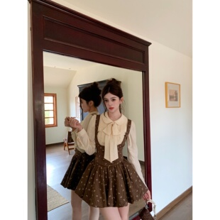 越韩小鱼Musefish 可露丽甜心 法式甜美公主背带裙收腰衬衣套装女
