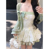 女 立体花森系少女花苞吊带裙针织开衫 越韩小鱼Musefish 花屿信笺