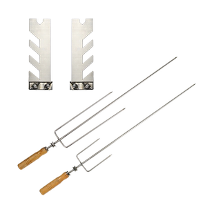 不锈钢烤羊腿烤架烤羊排支架烤羊腿叉子烤羊排木柄钢钎烧烤支架