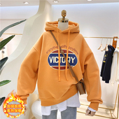 卫衣chic加厚加绒女带帽秋冬新款 2025爆款 炸街宽松字母套头上衣潮