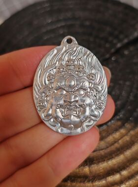 摩诃迦罗大黑天神吊坠999足银链坠男女复古高档浮雕挂坠23.4g左右