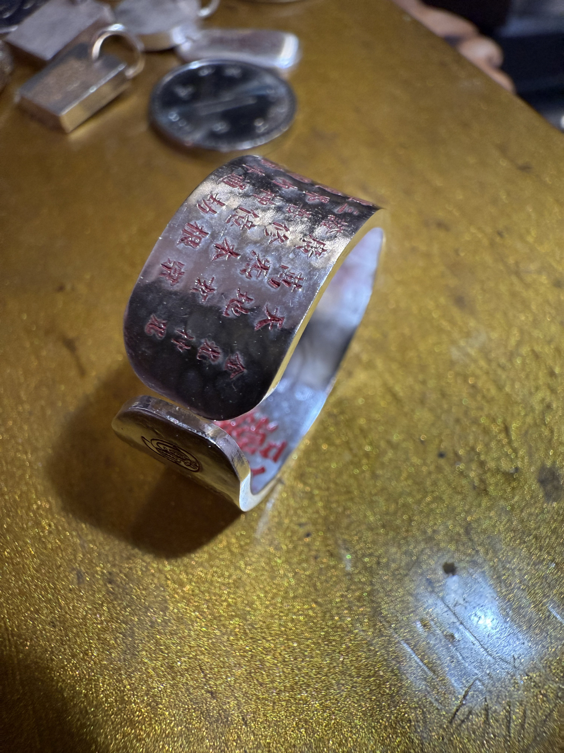 999足银朱砂款金光咒戒指内侧北斗九星和雷祖讳定做请私聊