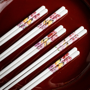 景德镇骨瓷筷子抗菌防滑防霉青花高档筷家用易清洗环保筷子食品级