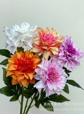 北欧仿真单枝天竺大丽花 观音菊手捧花装饰家居客厅茶几摆件花艺