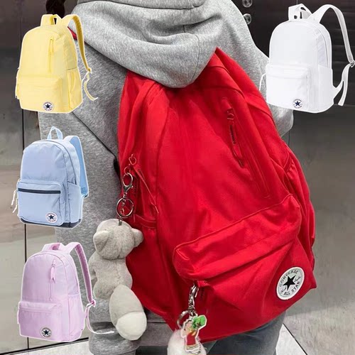 匡威红色大容量双肩背包学生书包